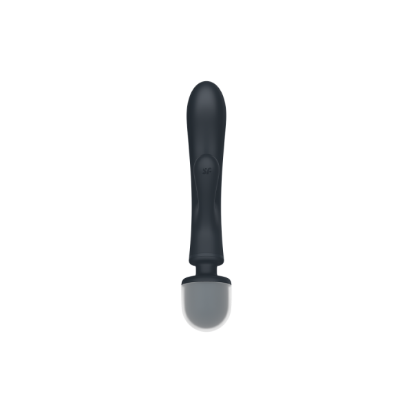 2 en 1 Vibromasseur rabbit et wand noir USB Triple Lover Satisfyer 
